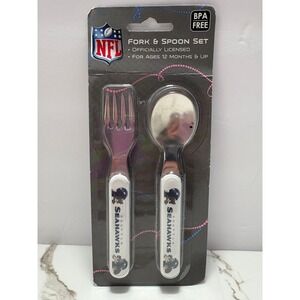 NFL Seattle Seahawks Toddler Fork‎ and Spoon Set Baby Fanatic BPA Free New